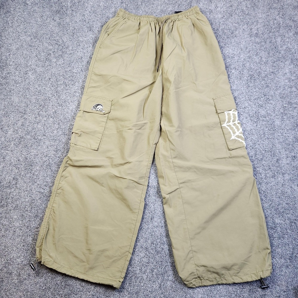 Lurking Class Pants Mens‎ Small Beige Nylon Cargo Wide Leg Skull Casual Travel